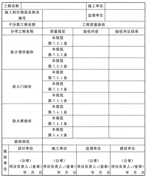 文件:防火卷帘、防火门、防火窗施工及验收规范GB50877-2014 表D.0.1-2 防火卷帘、防火门、防火窗工程质量验收记录.png