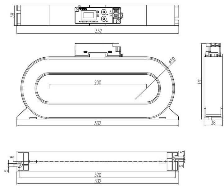 文件:JBF6180系列剩余电流式电气火灾监控探测器 JBF6180-630C 型探测器安装尺寸图.png