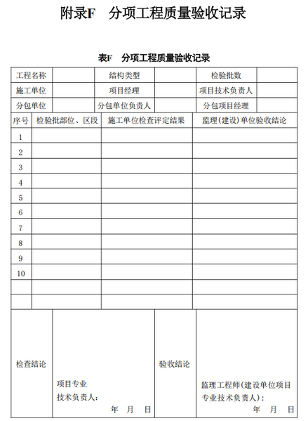 文件:电子工业厂房综合自动化工程技术标准GB51321-2018 表F 分项工程质量验收记录.png