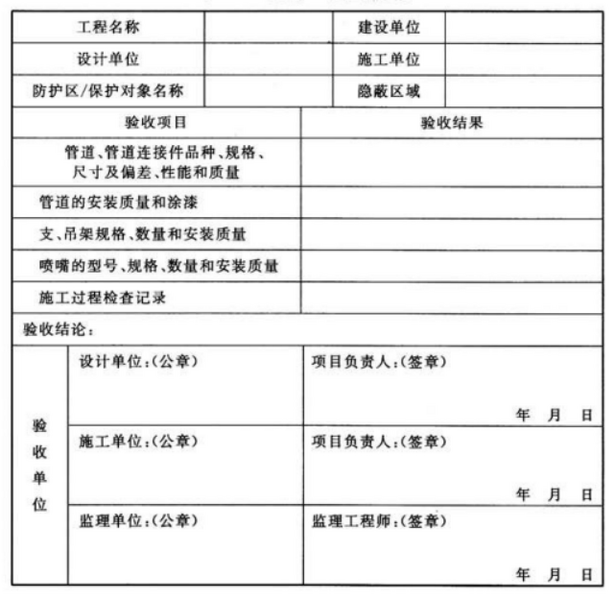 文件:气体灭火系统施工及验收规范GB50263-2007 表C-3隐蔽工程验收记录.png
