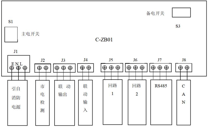 文件:J-C-11S83B应急照明控制器 图 3.1 应急照明控制器接线示意图.jpg
